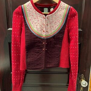 Anthropologie HWR Autumn Deepens Cropped Quilted Cardigan